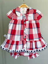 Load image into Gallery viewer, Baby Girl Red Check Dress &amp; Bloomers 6m
