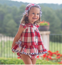 Load image into Gallery viewer, Baby Girl Red Check Dress &amp; Bloomers 6m
