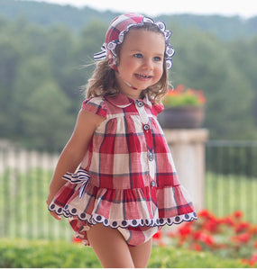 Baby Girl Red Check Dress & Bloomers 6m