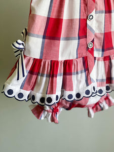 Baby Girl Red Check Dress & Bloomers 6m