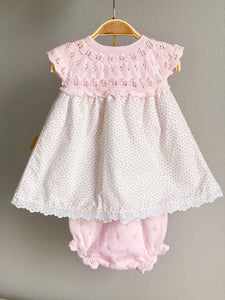 Little Buds Pink Knitted Dress & Bloomers - 1 mes /NB