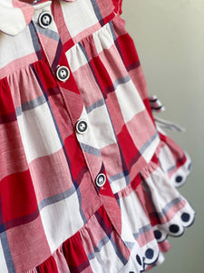 Baby Girl Red Check Dress & Bloomers 6m